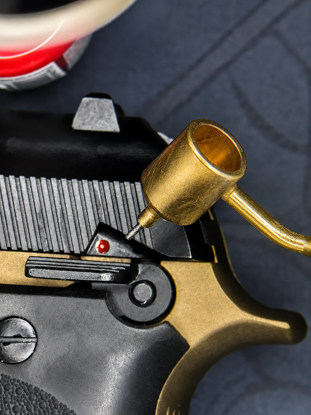 Fine detail work on firearm safety marking